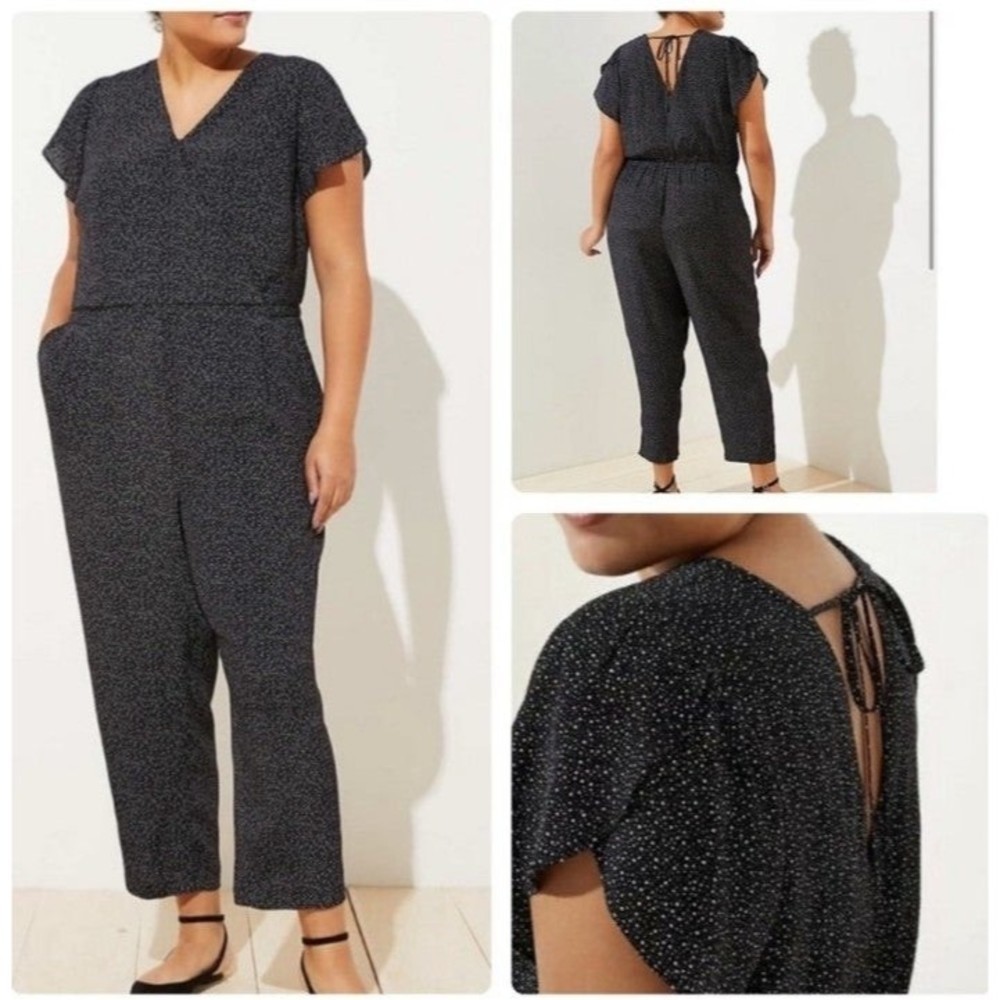 LOFT Black and White Speckled Jumpsuit